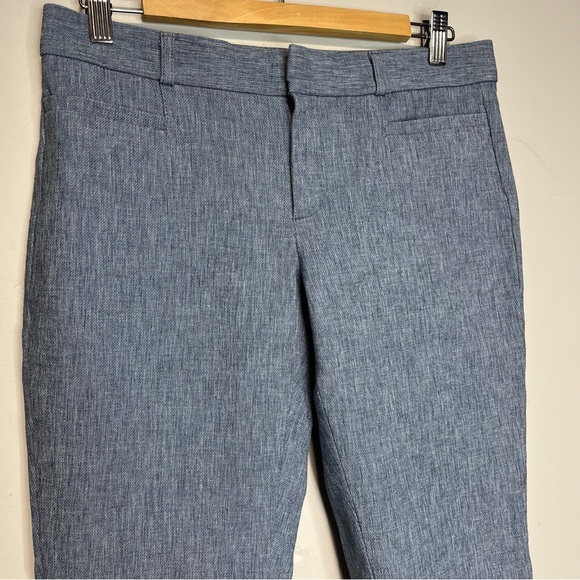 Banana Republic Sloan Texture Mid-Rise Pants in Blue Grey Cotton Viscose, 6 - Picture 4 of 13